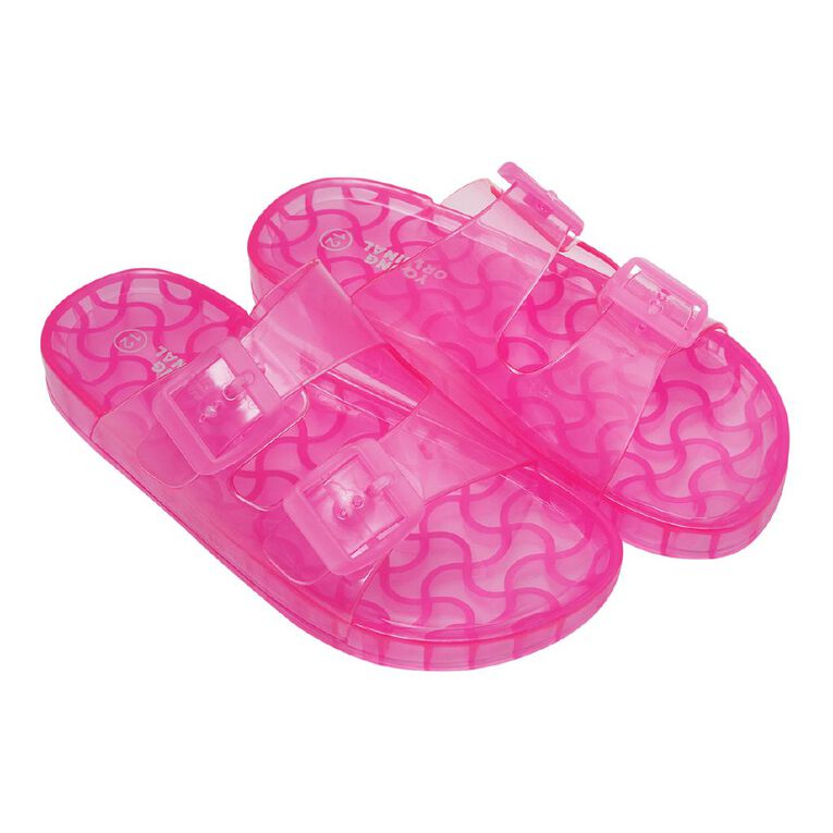 Young Original Senior Kids' Jelly Double Buckle Slides, Pink, hi-res