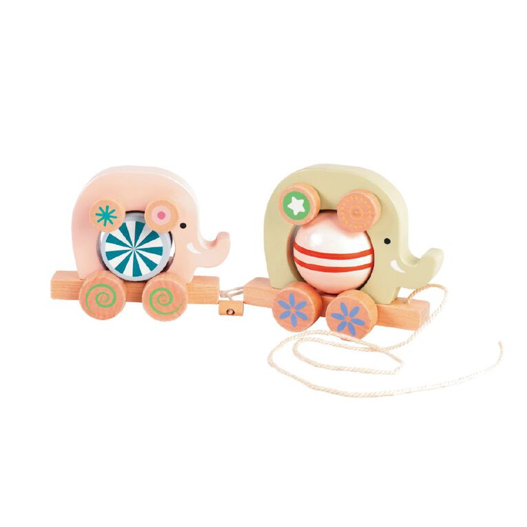 Play Studio Wooden Pull Along Circus Twin Elephants, , hi-res