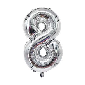 Party Inc Foil Balloon #8 Silver 35cm