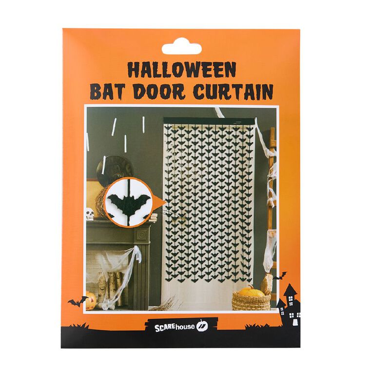 Scarehouse Halloween Bat Door Curtain Decoration, , hi-res