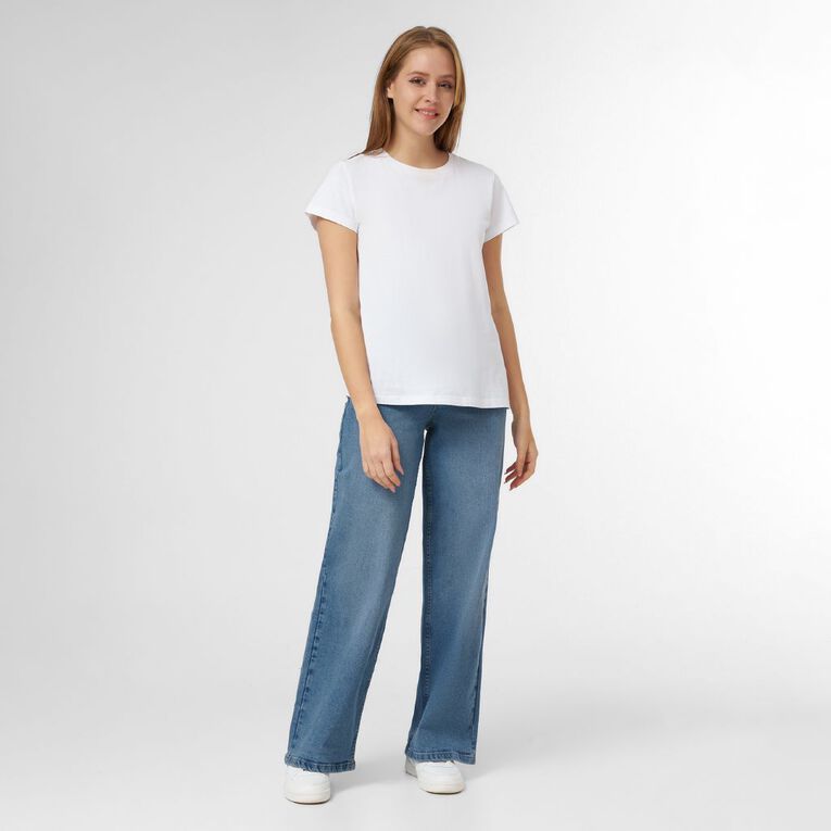 H&H Women's High Rise Wide Leg Jeans, Denim Mid, hi-res