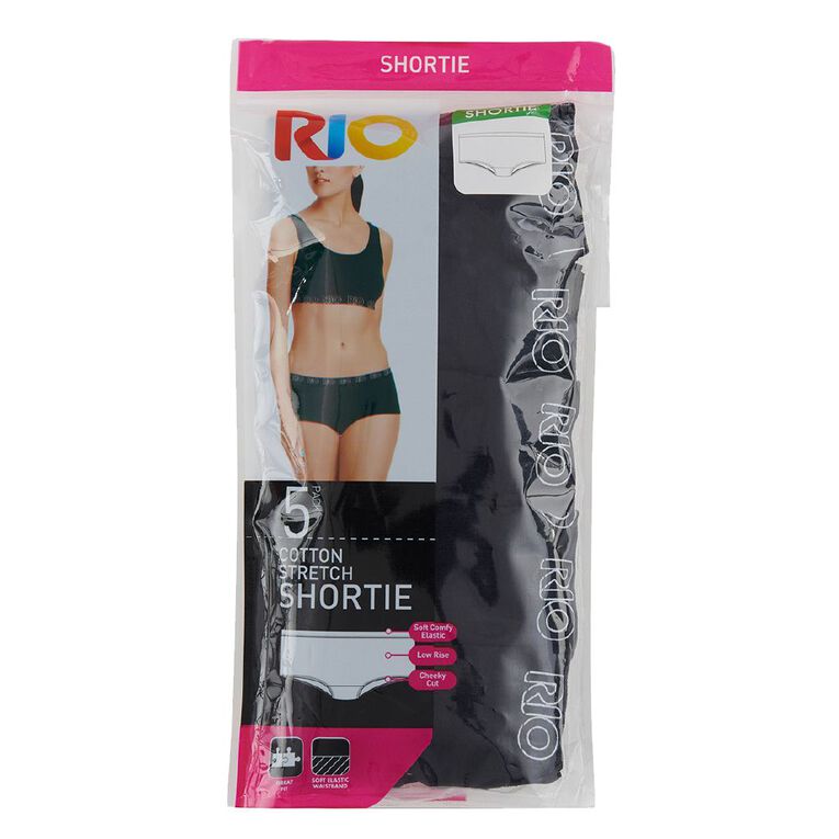 Rio Women's Shortie 5 Pack, Black, hi-res