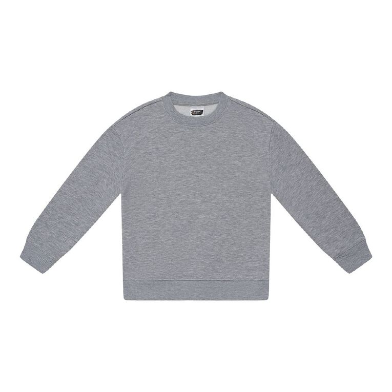 Young Original Kids' Plain Crew Sweat, Grey Mid, hi-res