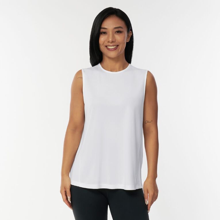 Active Intent Women's Side Angled Tank, White, hi-res
