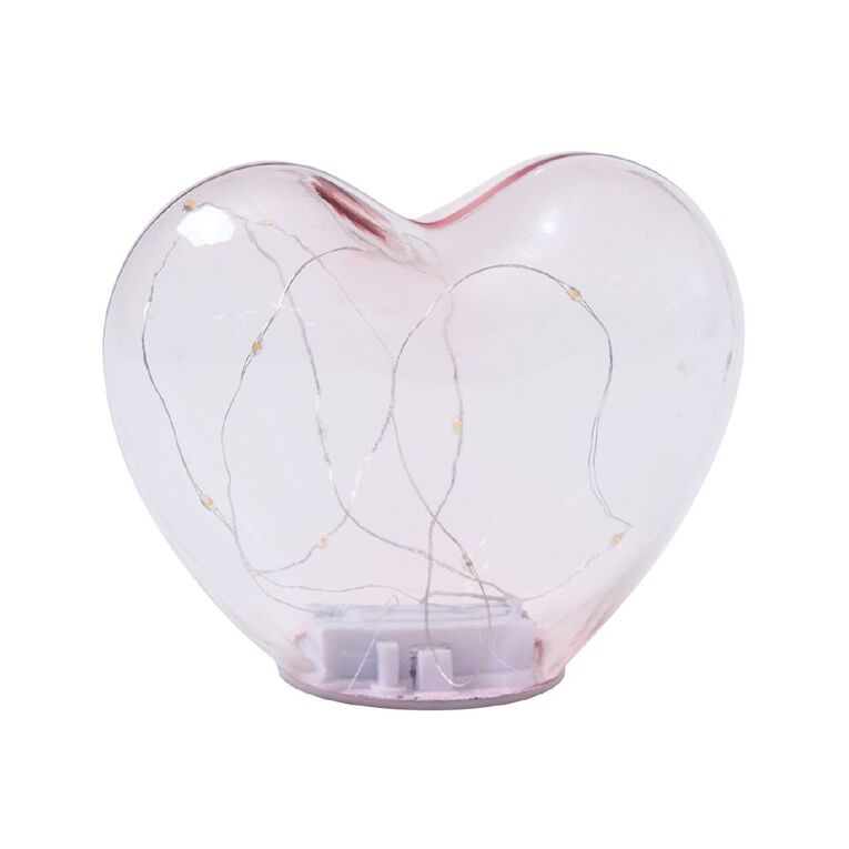 Living & Co LED Glass Decor Heart Pink, , hi-res