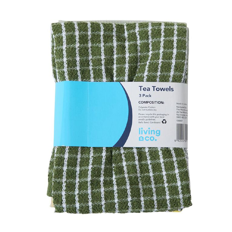 Living & Co Tea Towels 3 Pack Assorted, , hi-res