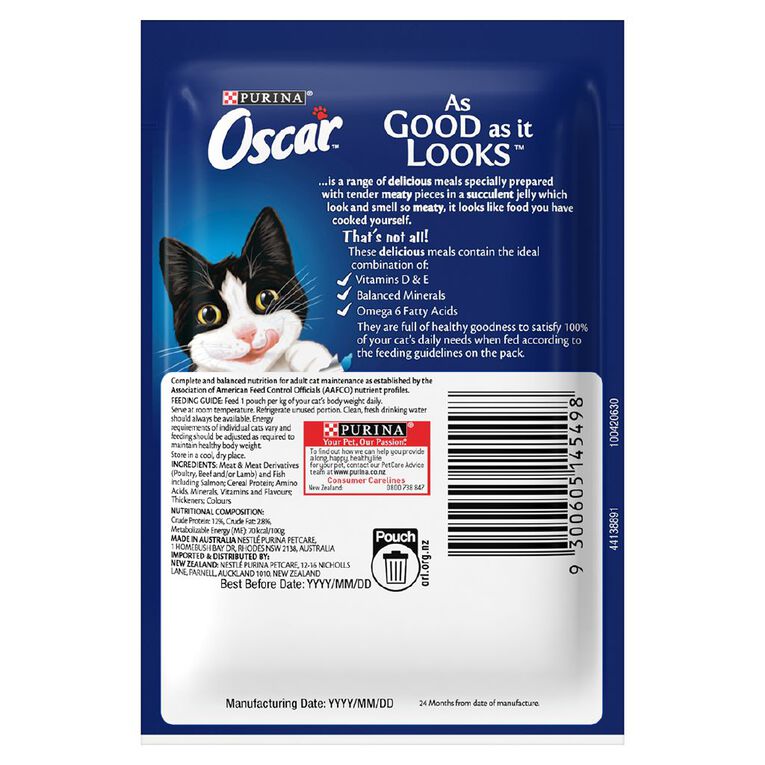 Oscar Agail Adult Salmon in Jelly Wet Cat Food Pouch 85g, , hi-res