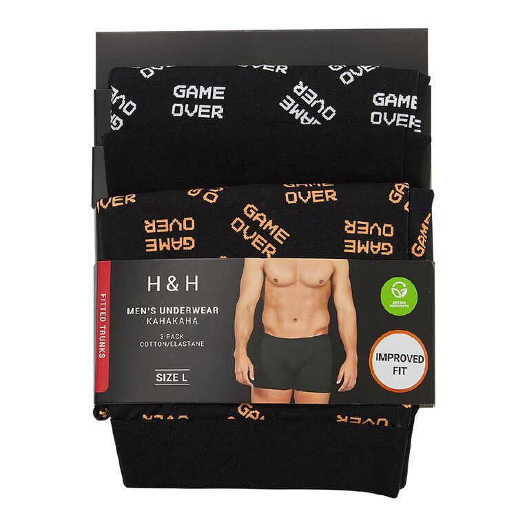 H&H Men's Trunks 3 Pack, Black, hi-res