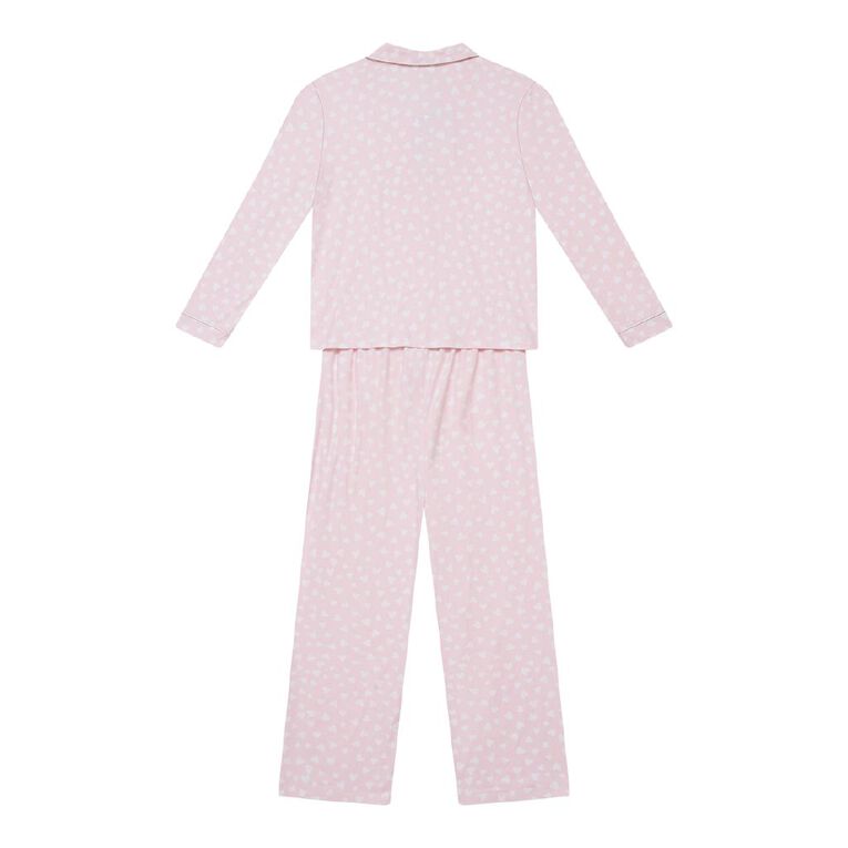 H&H Girls' Comfy Button Up Pyjama Set, Pink Light, hi-res