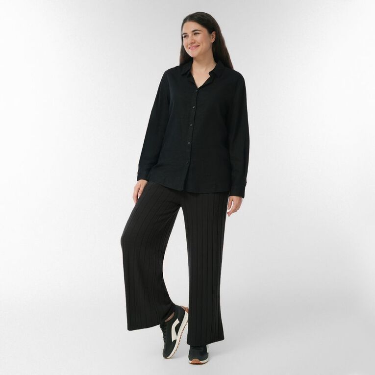 H&H Women's Wide Leg Ribbed Pants, Grey Dark, hi-res