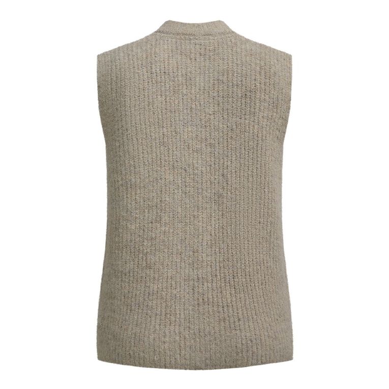 H&H Women's Sleeveless Boucle Knitted Vest, Cream, hi-res