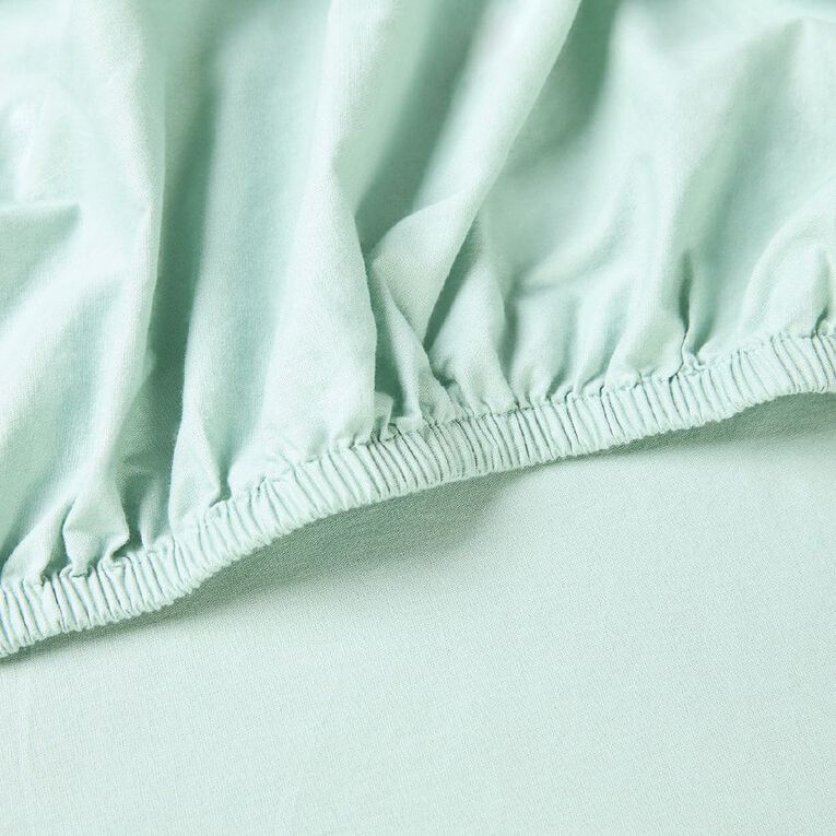 Living & Co 100% Washed Cotton Fitted Sheet Sage Queen, , hi-res