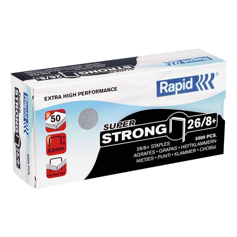 Rapid Staples 26/8 5000 Pack Silver, , hi-res