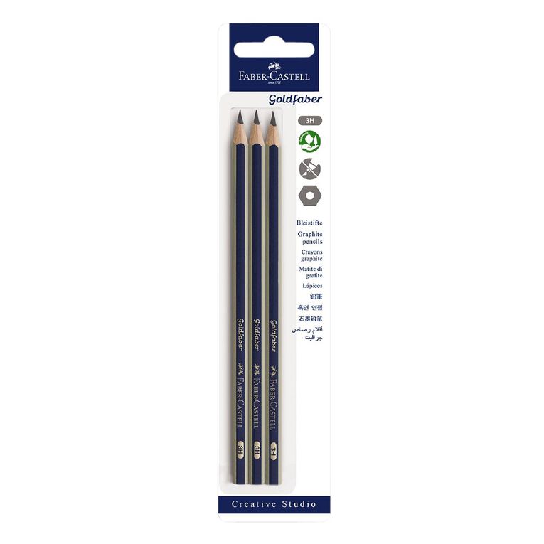 Faber-Castell Goldfaber Blacklead 3H Pencil 3 Pack, , hi-res