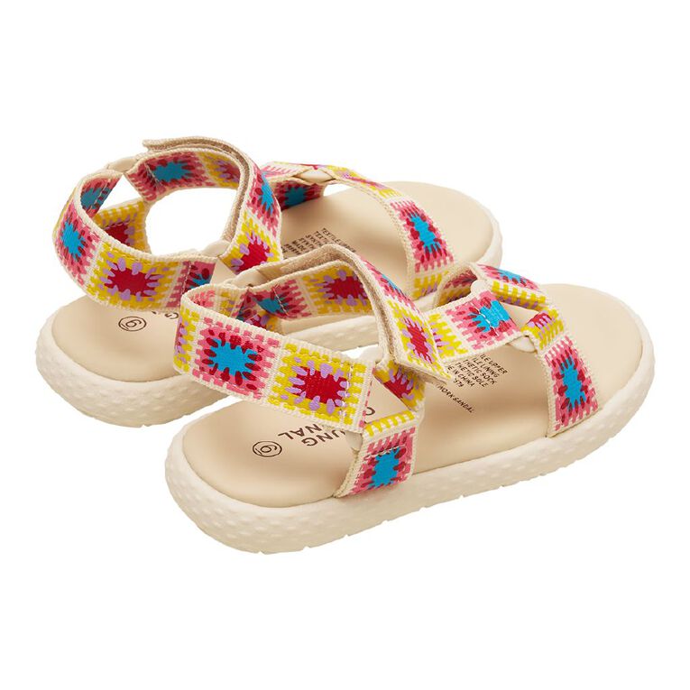 Young Original Junior Kids' Patchwork Sandals, Cream, hi-res