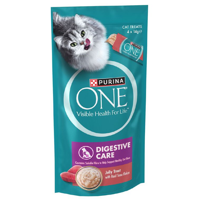 PURINA ONE Digestive Care Jelly Tuna Cat Treats 4 x 14g, , hi-res
