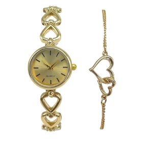 H&H Women's Heart Watch and Bracelet Set