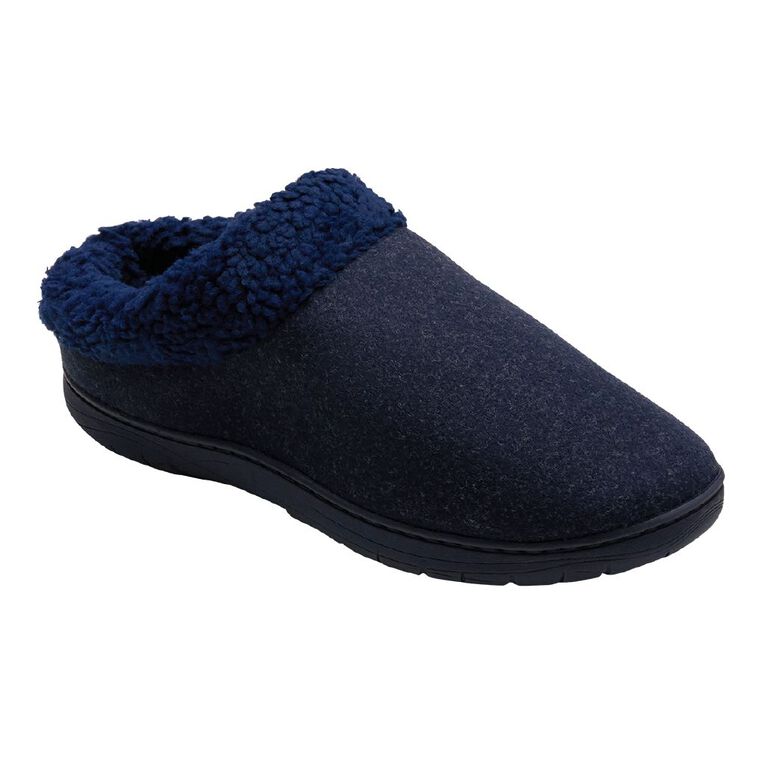 H&H Men's Memory Foam Scuff Slippers, Navy, hi-res