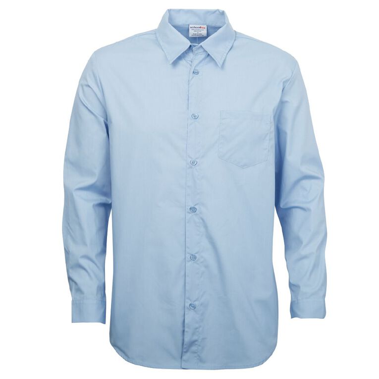 Schooltex Long Sleeve School Shirt, Blue Mid, hi-res