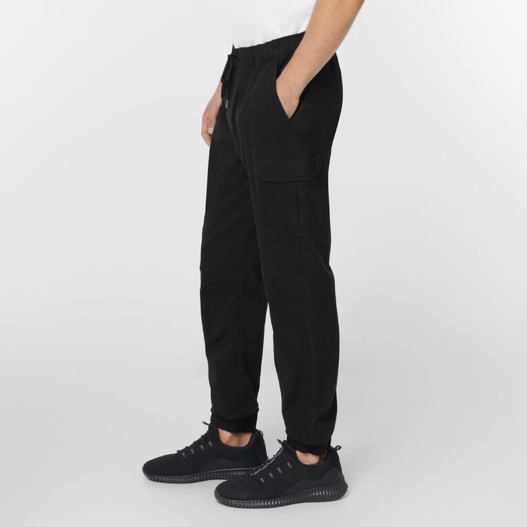 H&H Men's Elastic Waist Cargo Joggers, Black, hi-res