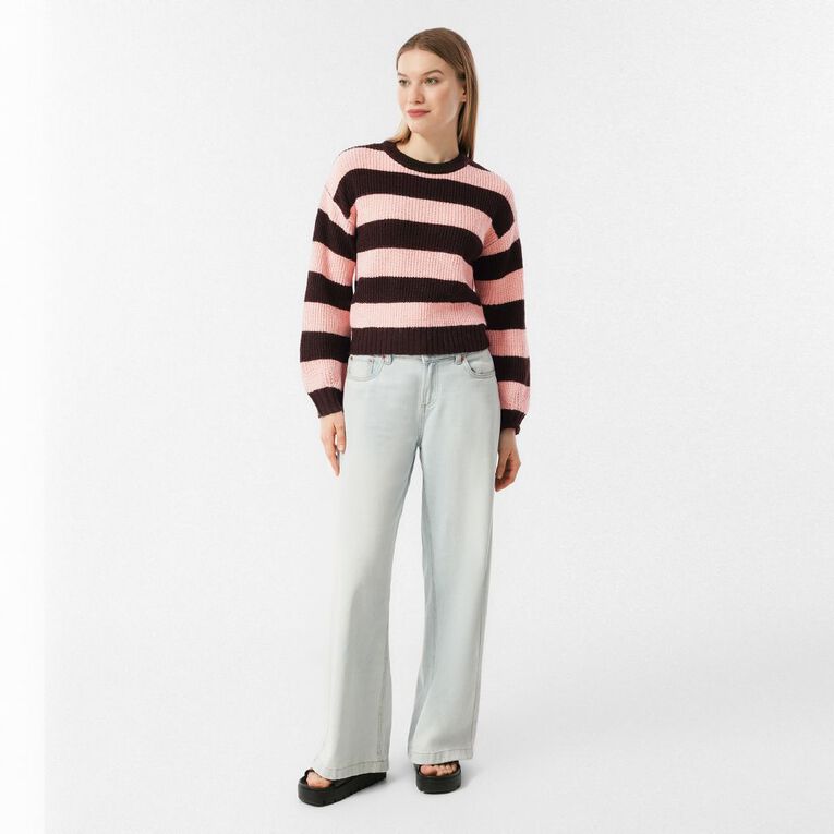 H&H Women's Billow Sleeve Crop Knit Jumper, Pink Mid, hi-res