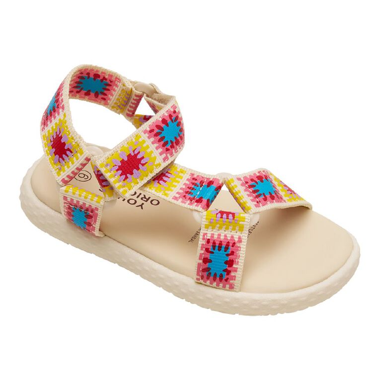 Young Original Junior Kids' Patchwork Sandals, Cream, hi-res