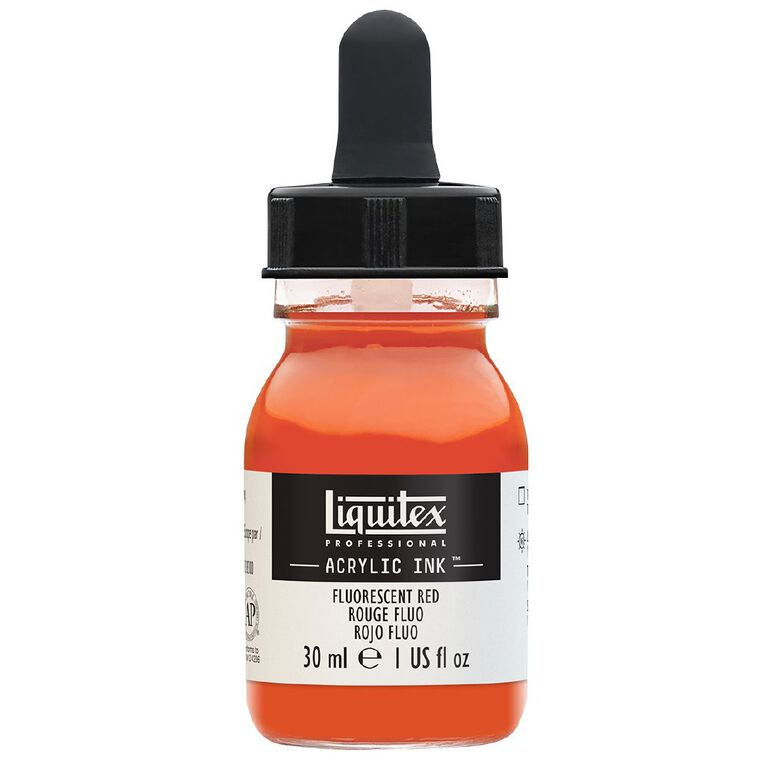 Liquitex Acrylic Ink Fluorescent Red 30ml, , hi-res