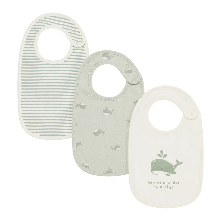 Young Original Babys' Dome Bibs 3 Pack, Green Light, hi-res