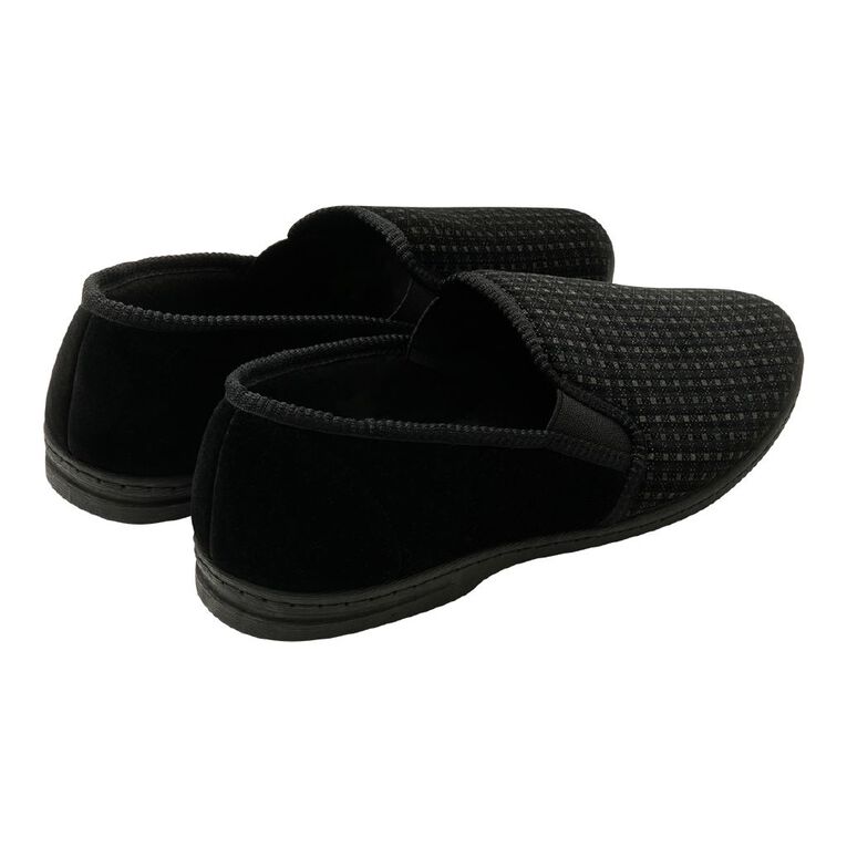 H&H Men's Edgar Memory Foam Closed Back Slippers, Black, hi-res