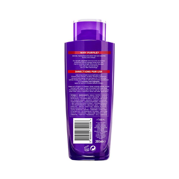 L'Oreal Paris Elvive Purple Shampoo 200ml, , hi-res