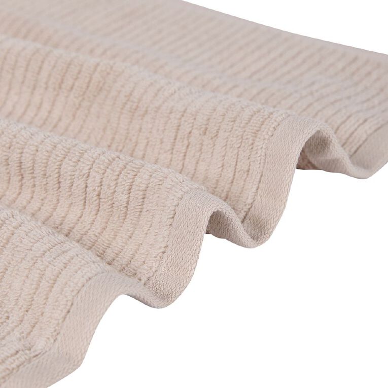 Living & Co Ribbed Bath Towel Natural 68cm x 137cm, , hi-res