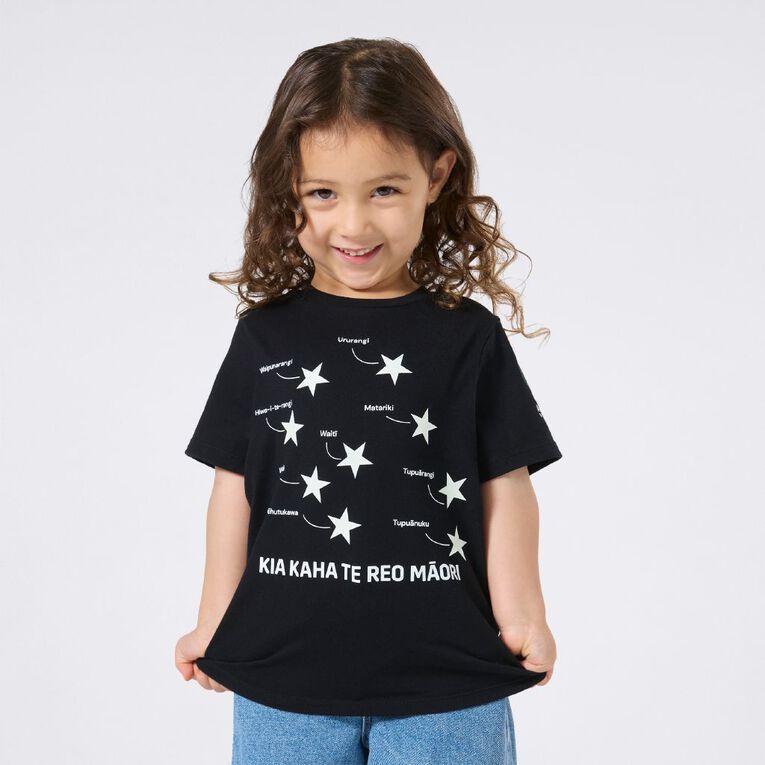 MLC Kids' Matariki Glow In The Dark Tee, Black, hi-res