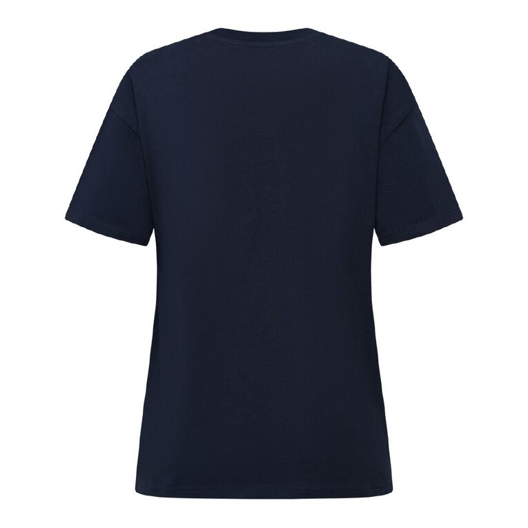 H&H Women's Embellished Relaxed Fit Tee, Navy, hi-res