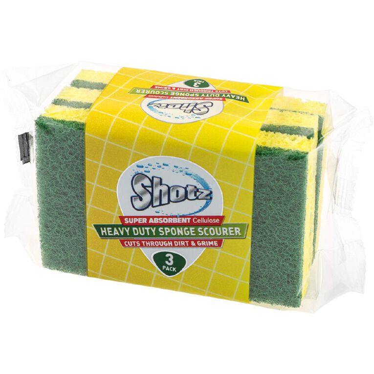 Shotz Heavy Duty Cellulose Sponge Scourer 3 Pack
