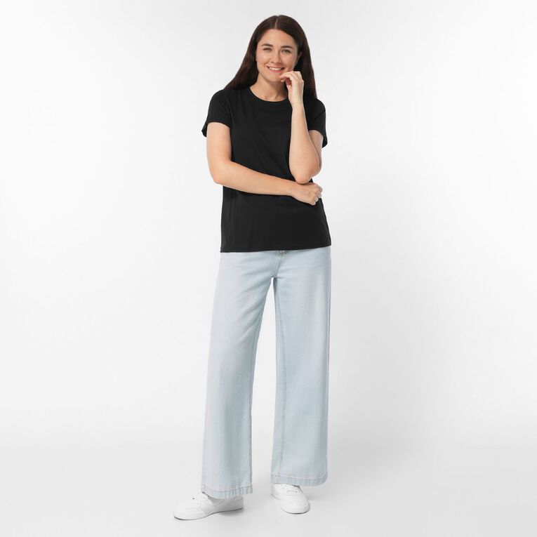 H&H Women's Essential Short Sleeve Crew Neck Tee, Black, hi-res