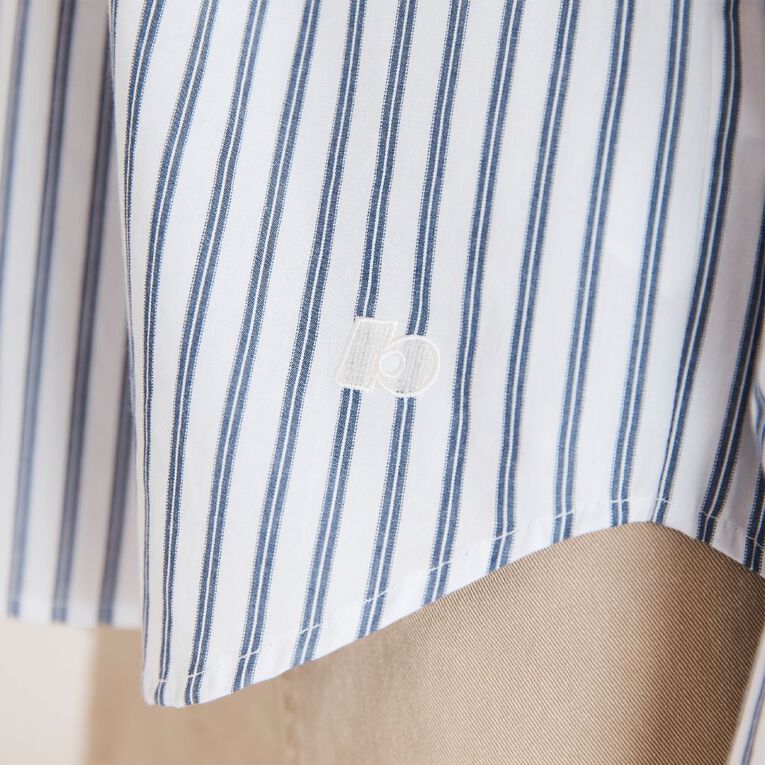 BRDRLESS Drew Tie Waist Shirt, White/Navy, hi-res