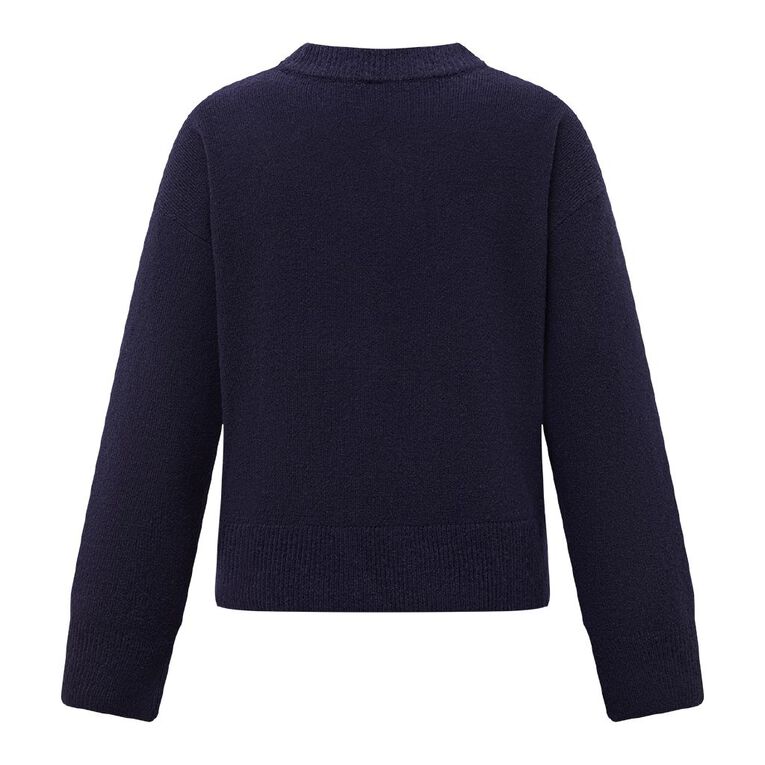 H&H Women's Intarsia Knit Jumper, Navy, hi-res