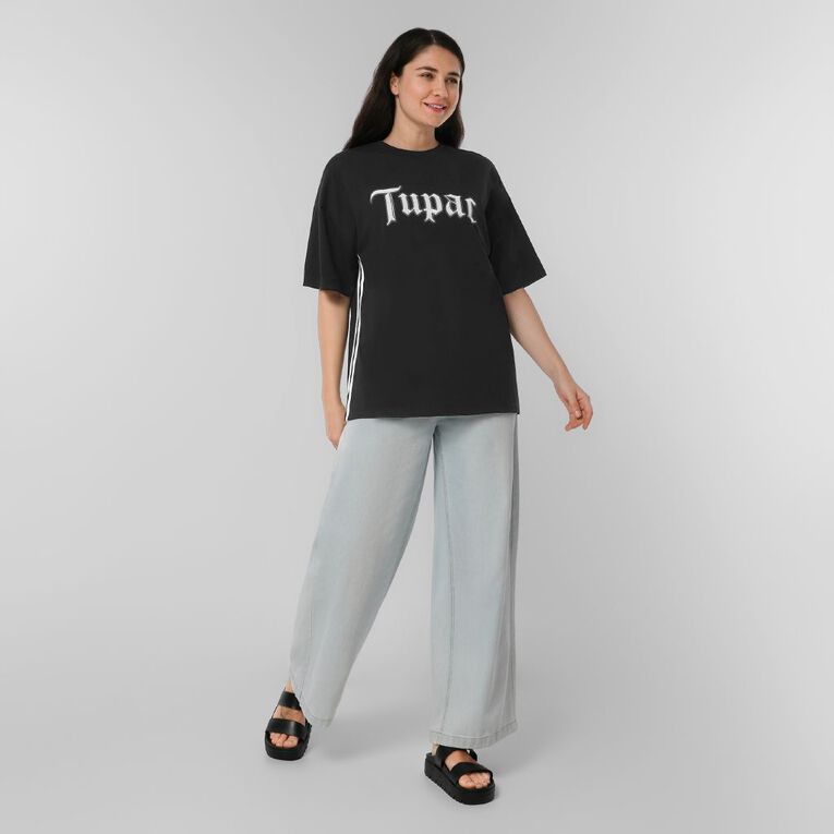Tupac Women's Tupac Side Stripe Tee, Black, hi-res