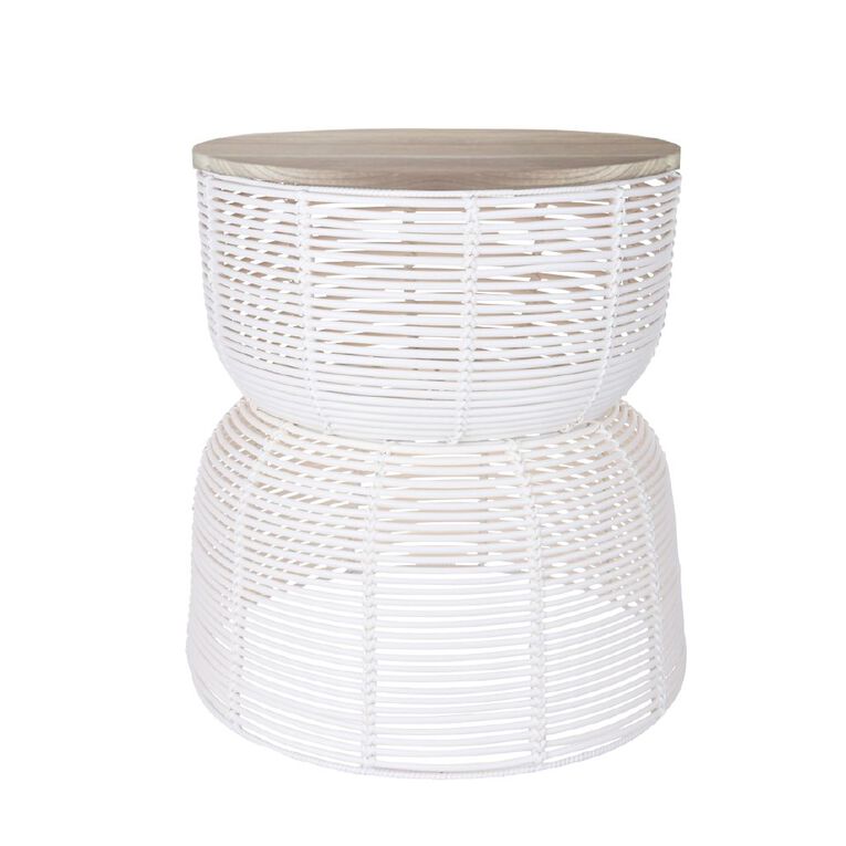 Living & Co Lucia Woven SideTable White, , hi-res