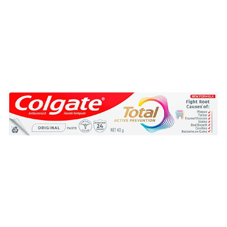 Colgate Total Original Antibacterial Fluoride Toothpaste 40g, , hi-res