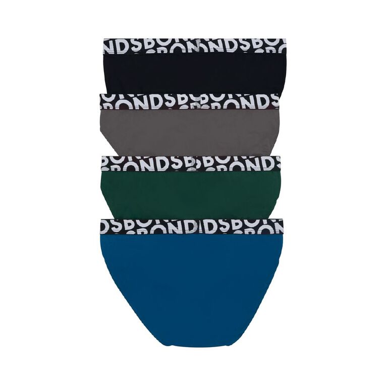 B FOR BONDS Men's Briefs 4 Pack, Black/Blue, hi-res