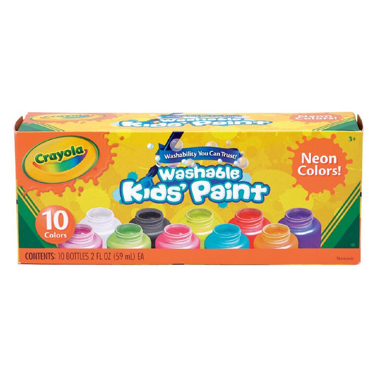 Crayola Washable Neon Kids' Paint 10 Pack 10 Pack, , hi-res