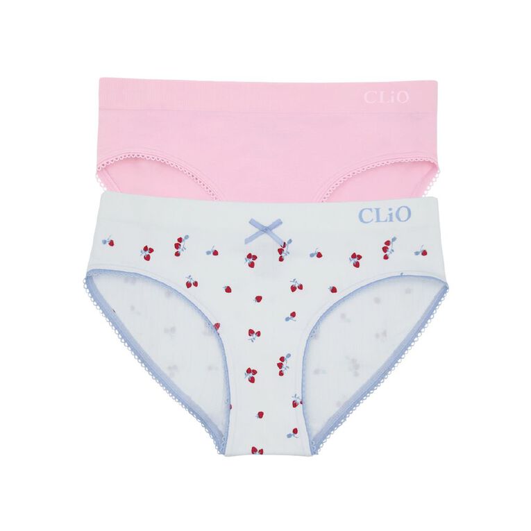 Clio Teen Strawberry Seamfree Bikini Briefs 2 Pack, Blue Light, hi-res