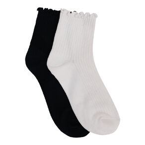 H&H Women's Frill Crew Socks 2 Pack