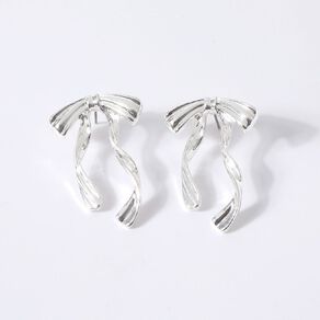 H&H Bow Silver Earrings