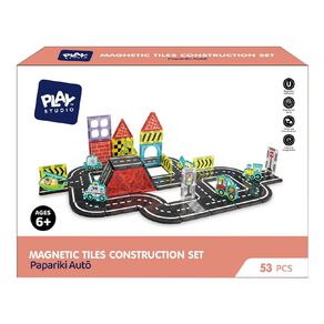 Play Studio Construction Magnetic Tile Set 53 Pieces