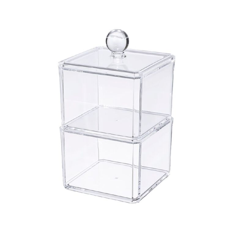 Living & Co Make Up Organiser with Lid Clear 2 Pack, , hi-res