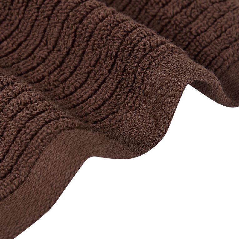 Living & Co Ribbed Face Towel Brown Mid 30cm x 30cm, , hi-res