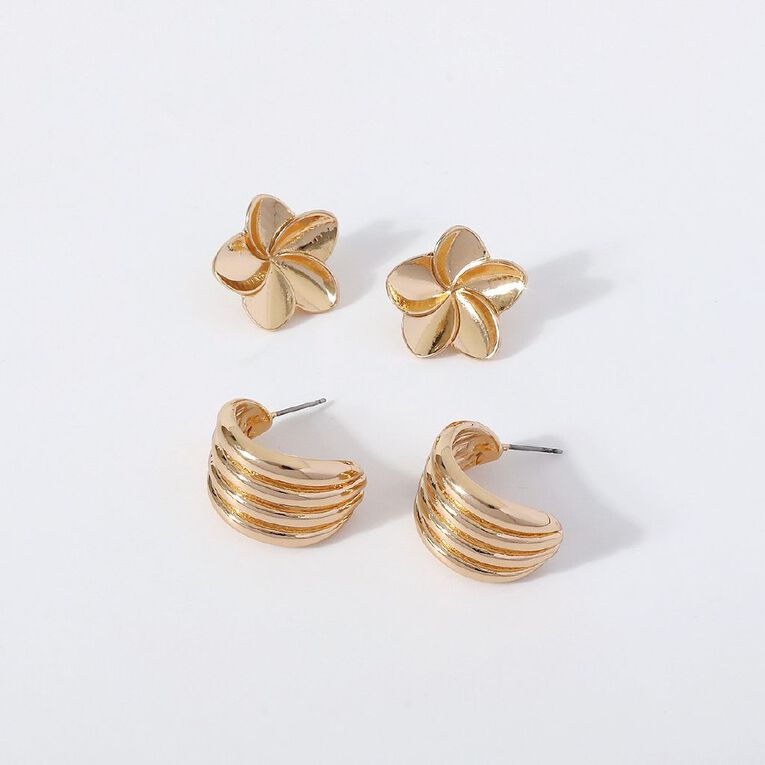 Flower Earrings Gold, , hi-res
