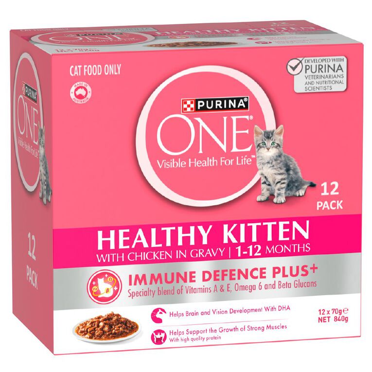 Purina Healthy Kitten with Chicken in Gravy Wet Cat Food 12 x 70g, , hi-res